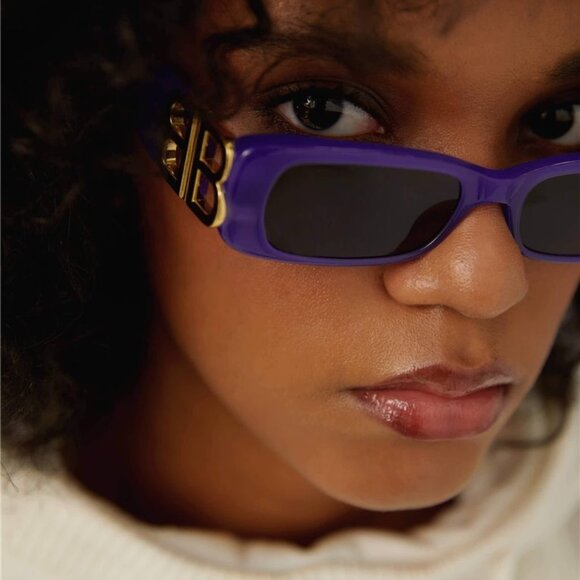 NEW BALENCIAGA DYNASTY MICRO VIOLET SUNGLASSES FEATURING BB LOGO BB0096S 004 - Picture 5 of 7